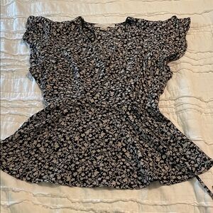 Floral Black and White Women's Top